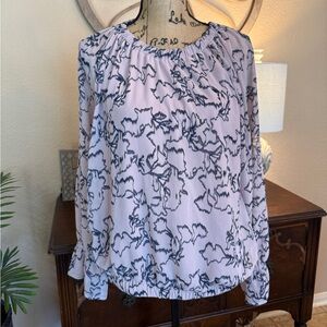 Nine West Floral Patterned Women's Top - Pink and Navy